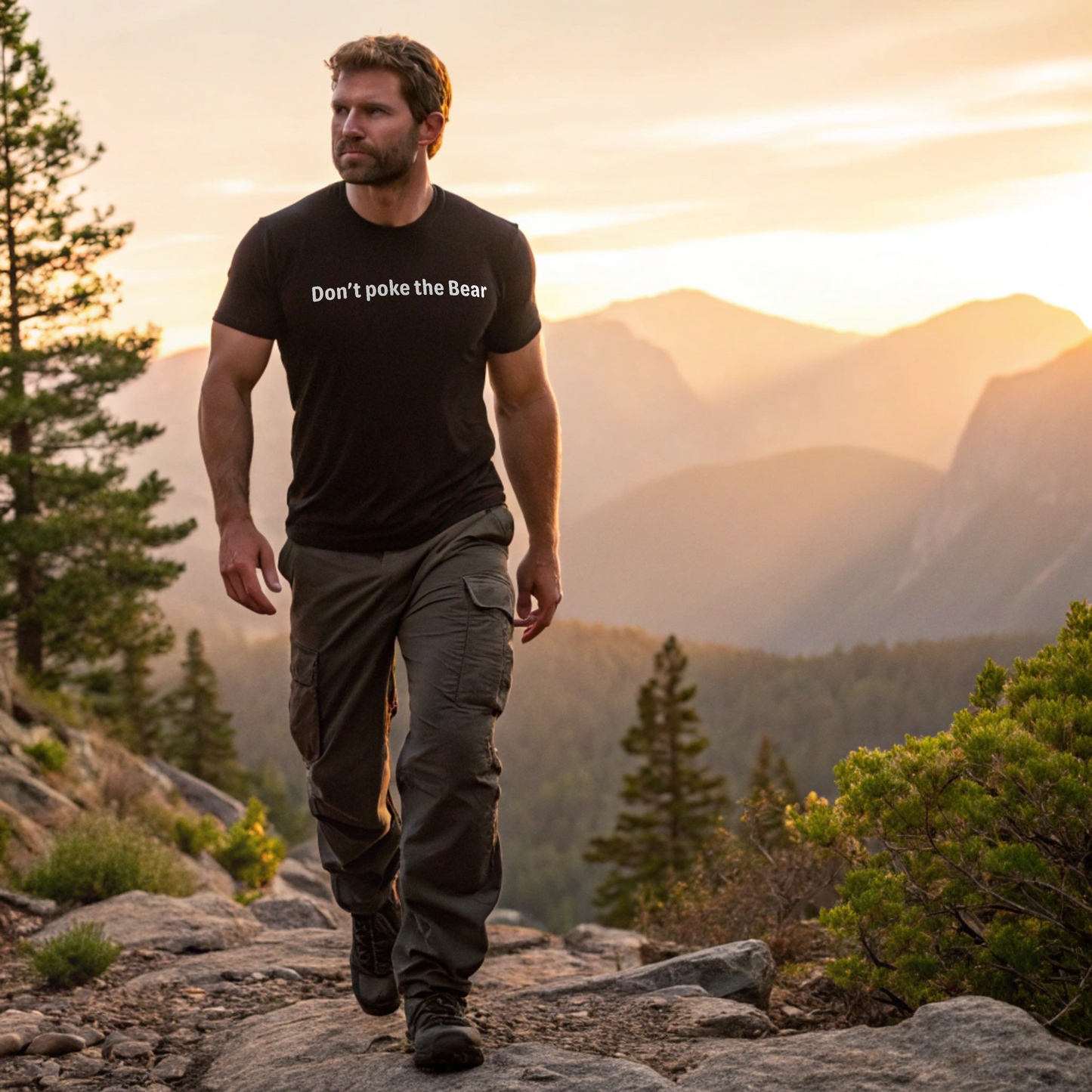 Don't poke the bear - White Text - Mens T-Shirt