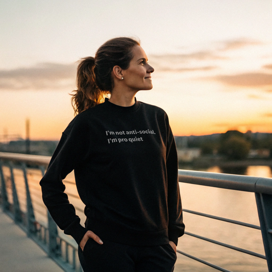 Pro Quiet - White Text - Womens fleece sweatshirt