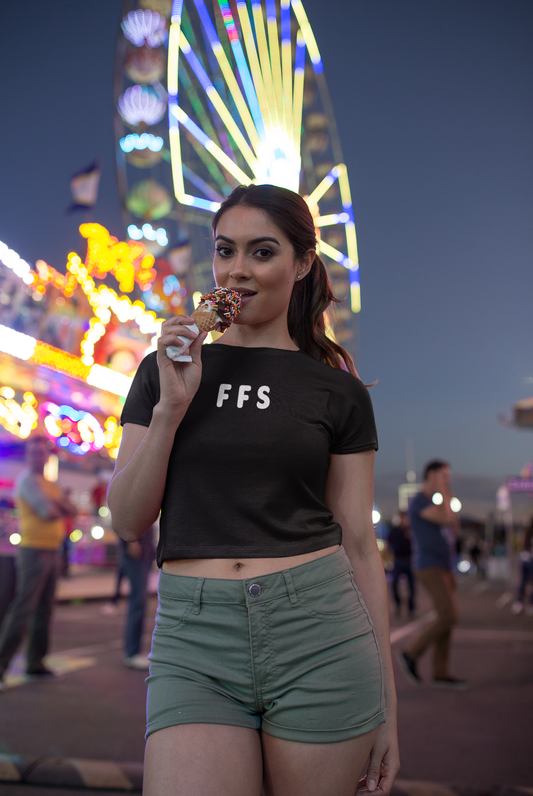 FFS - White text - Womens Crop Tee