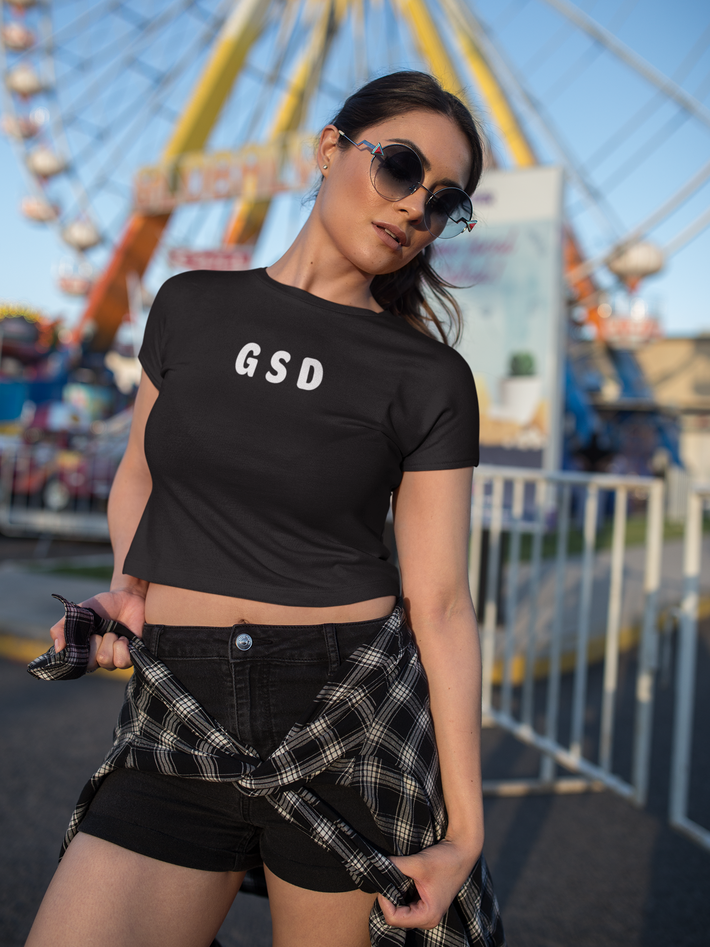 GSD - White text - Womens Crop Tee