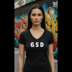 GSD - White text - Womens V-Neck T-Shirt
