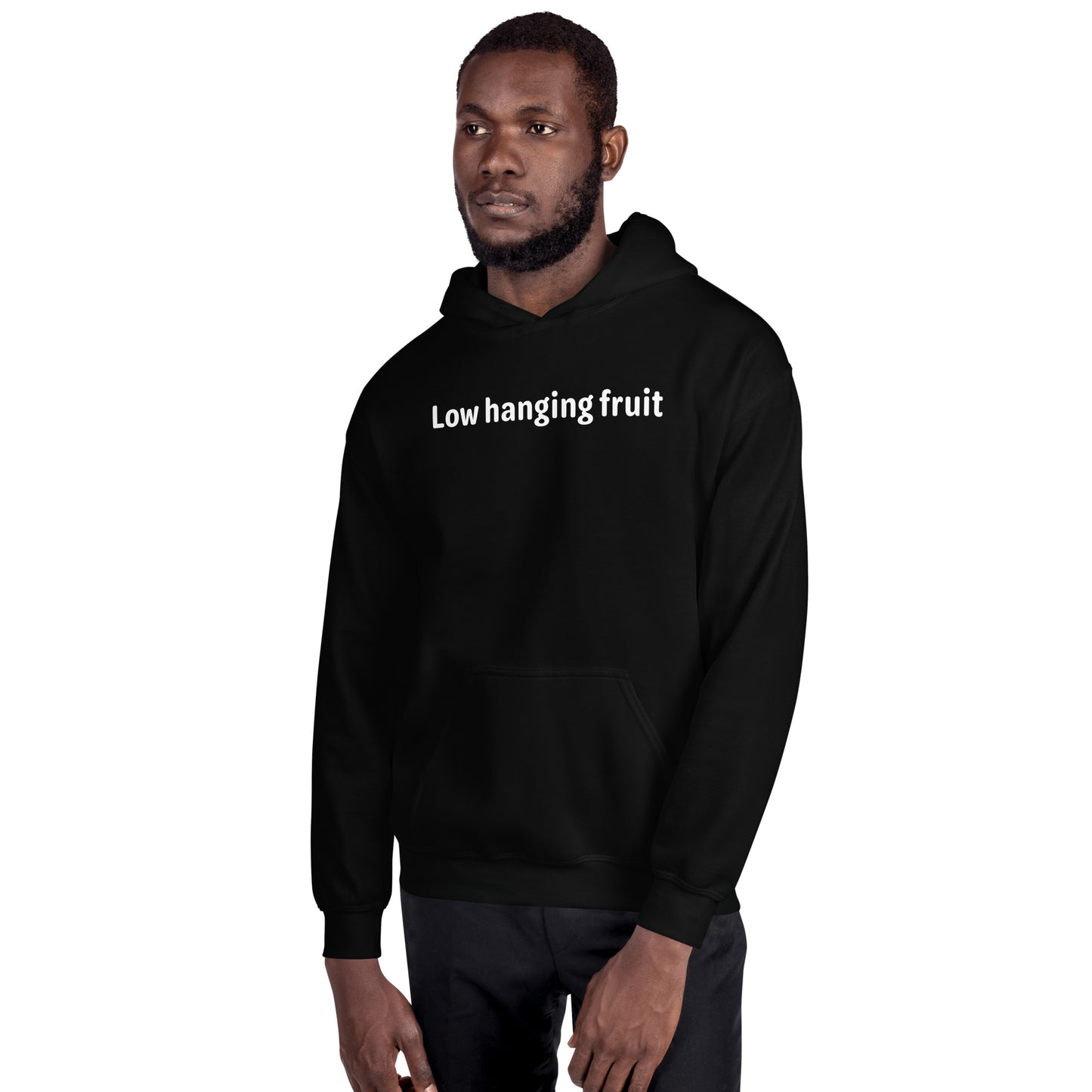Low hanging fruit - White Text - Mens Hoodie