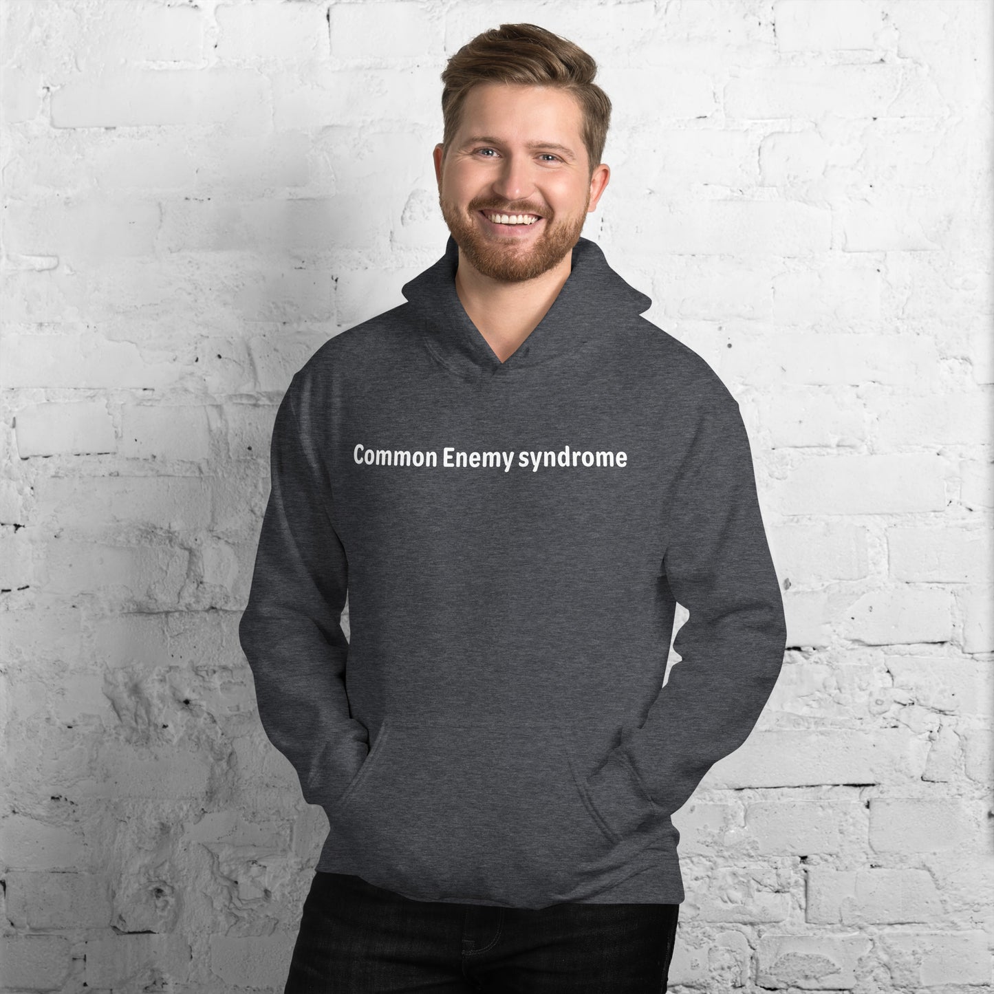 Common Enemy Syndrome - White Text - Mens Hoodie