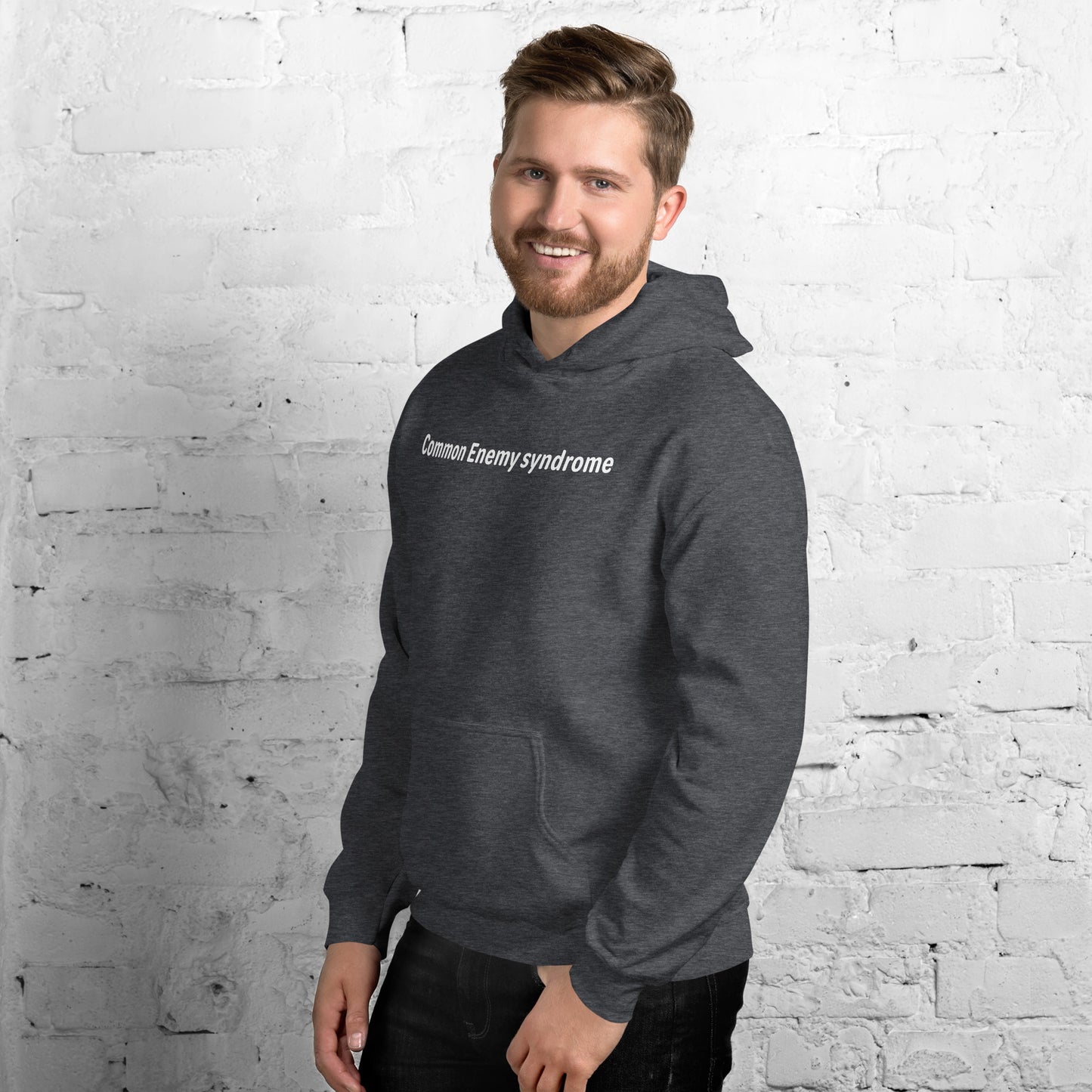 Common Enemy Syndrome - White Text - Mens Hoodie