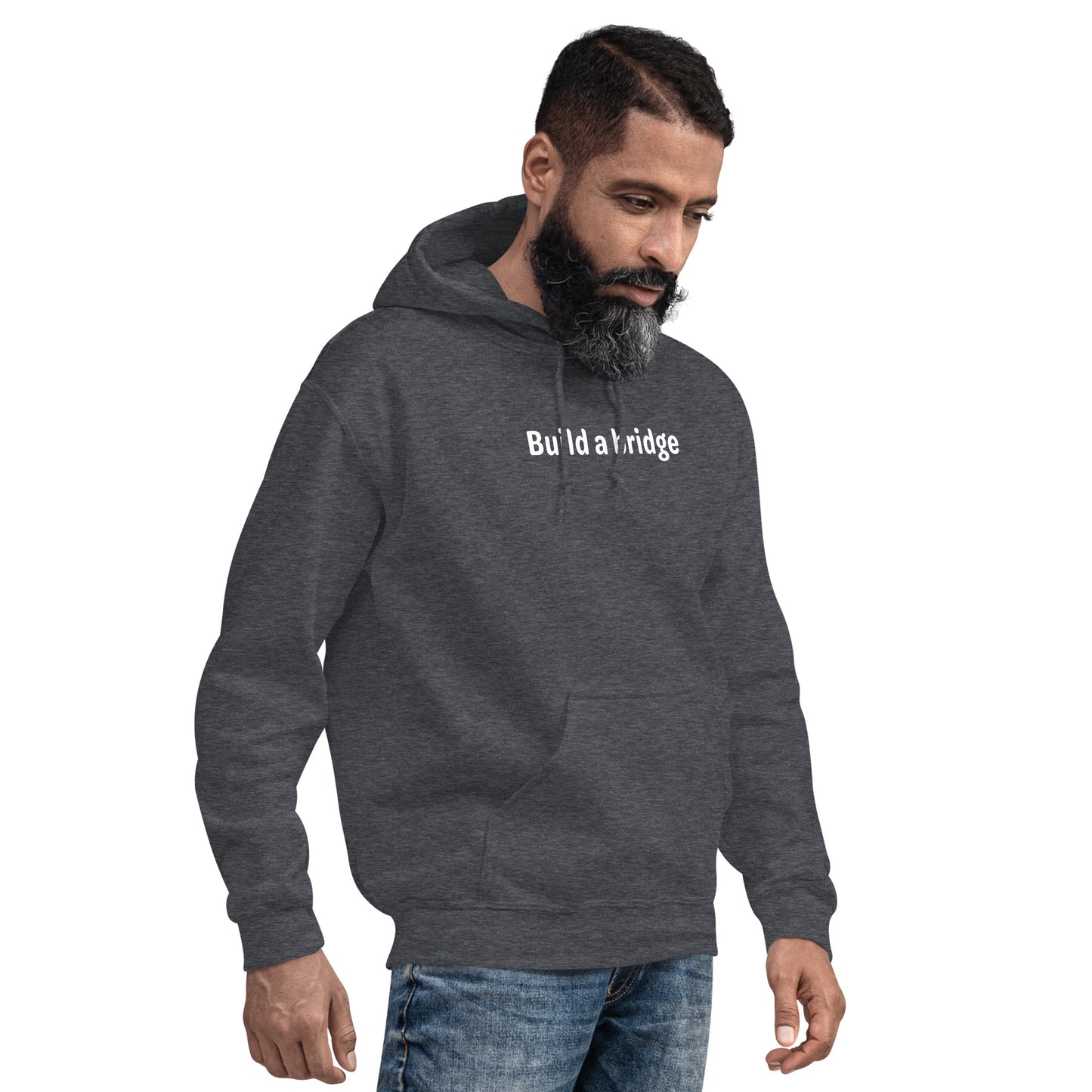 Build a bridge - White Text - Mens Hoodie