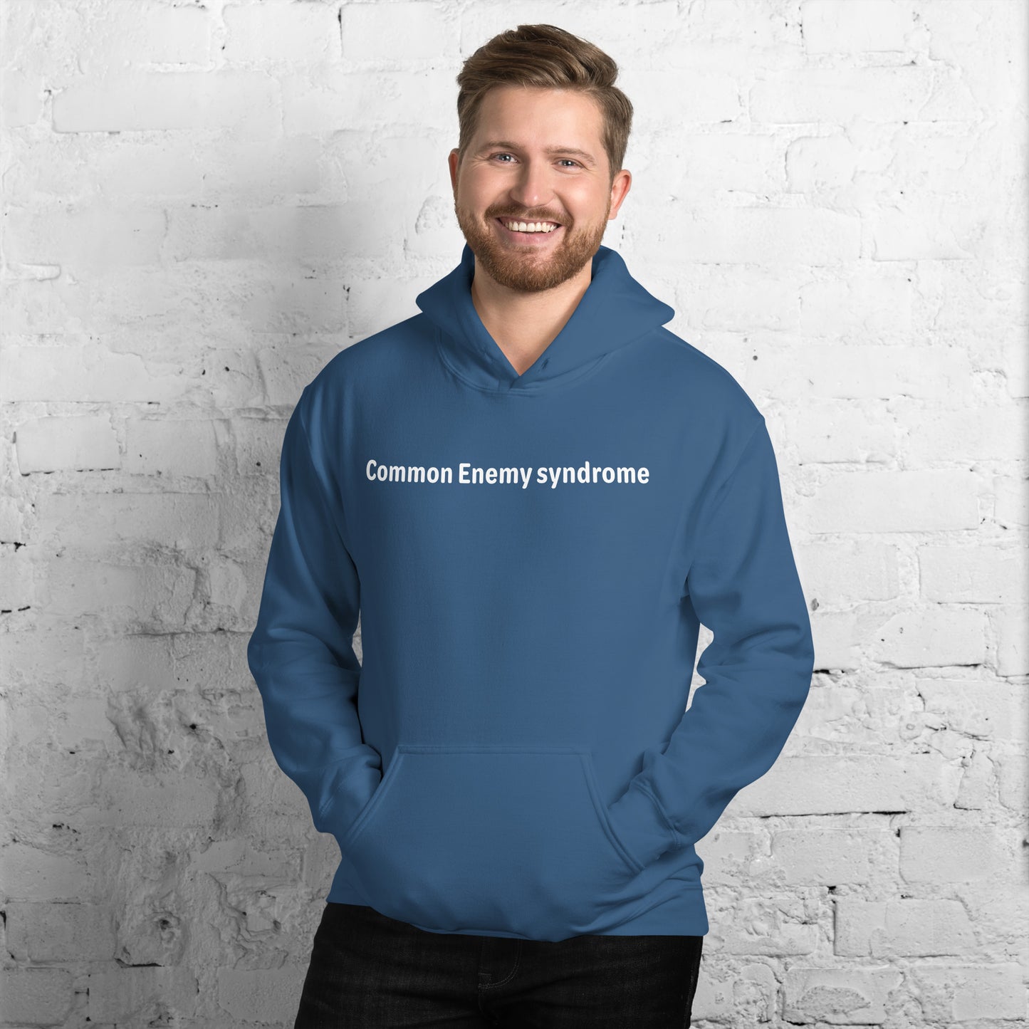 Common Enemy Syndrome - White Text - Mens Hoodie