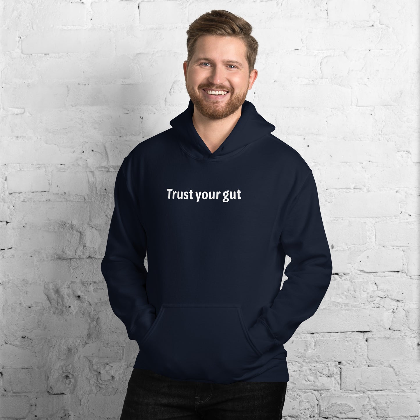 Trust your gut - White Text - Mens Hoodie