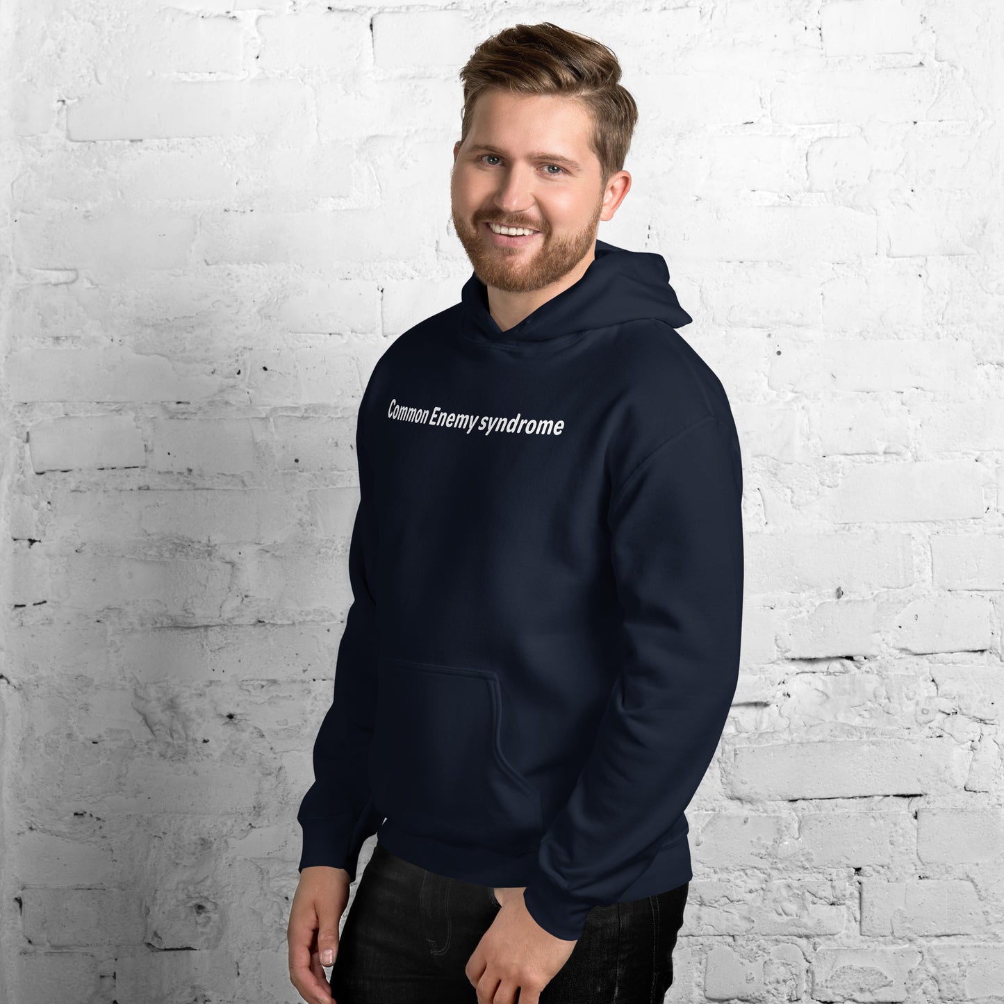 Common Enemy Syndrome - White Text - Mens Hoodie