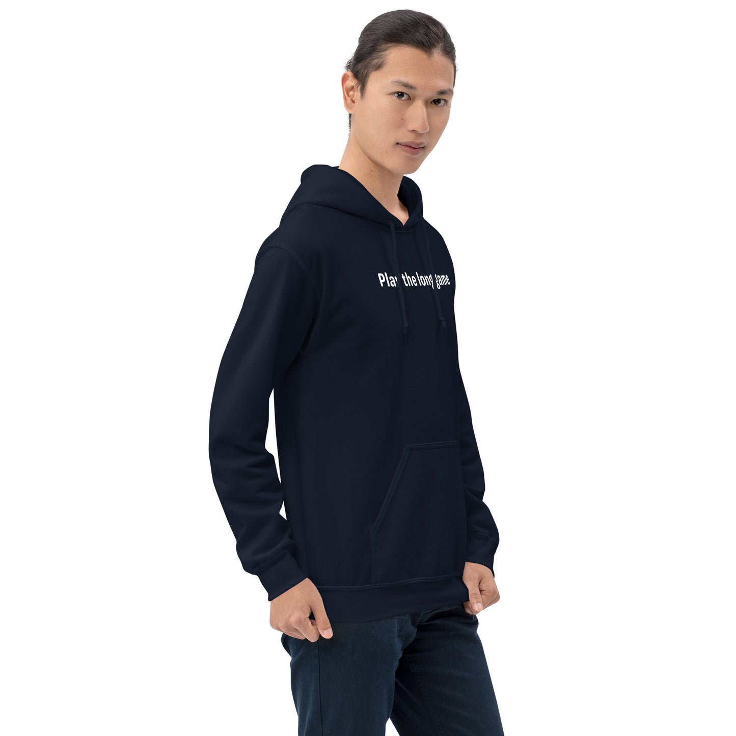 Play the long game - White Text - Mens Hoodie