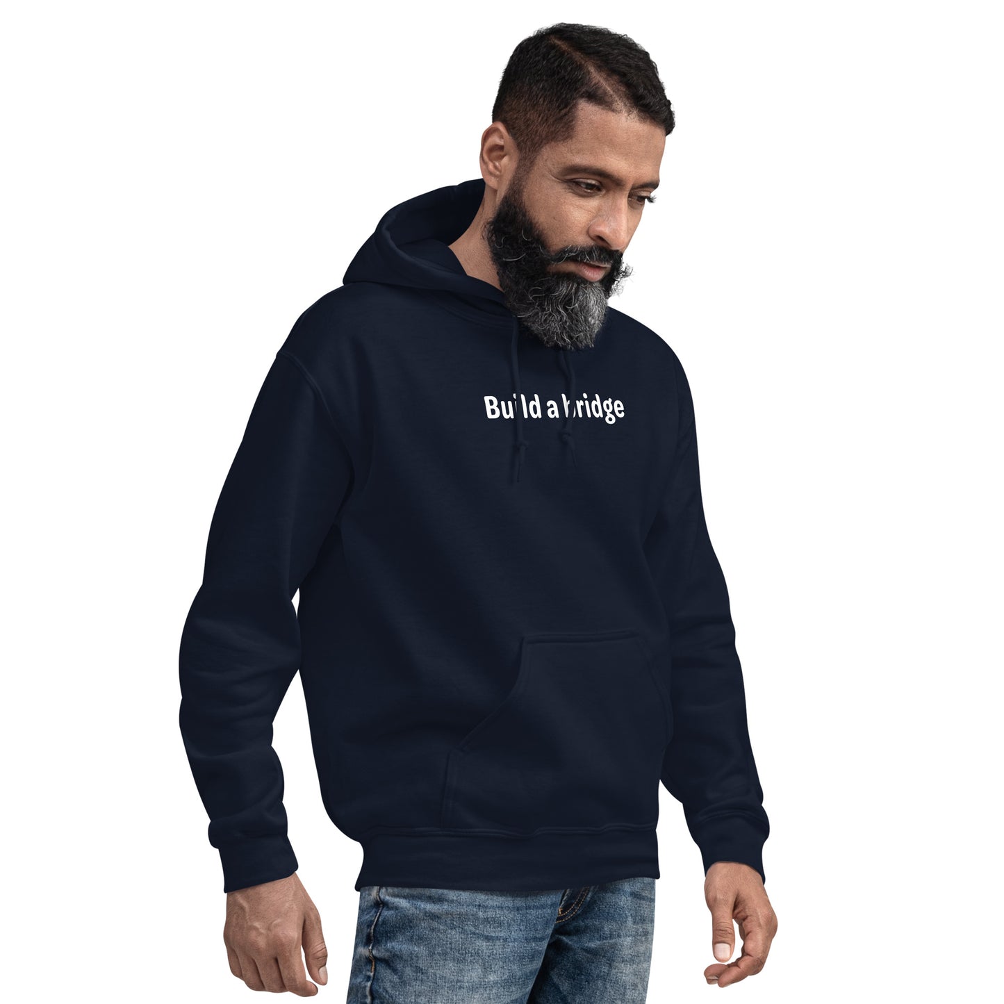 Build a bridge - White Text - Mens Hoodie