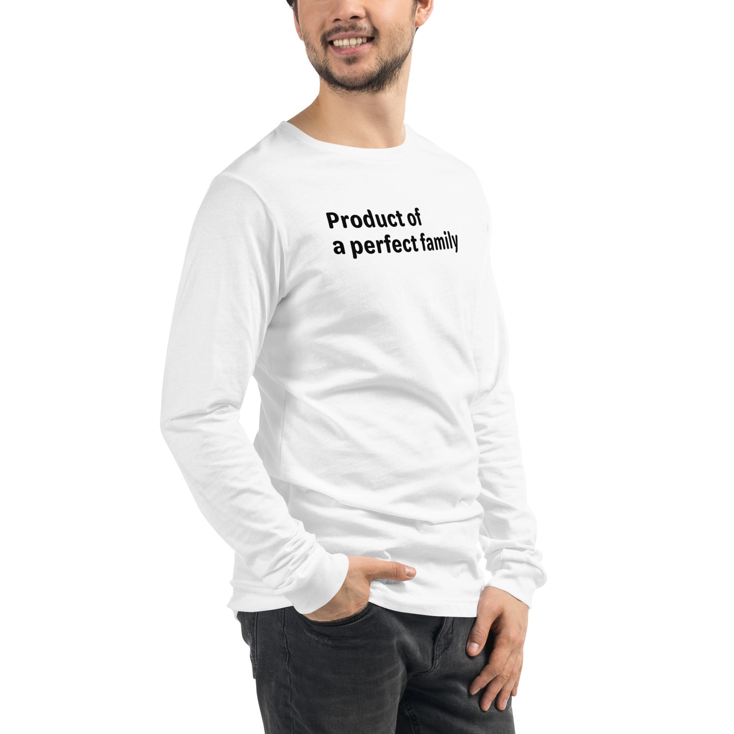 Product of a Perfect Family - Black text - Mens Long Sleeve Tee