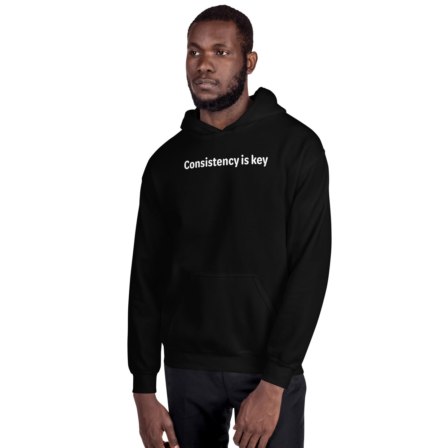 Consistency is key - White Text - Mens Hoodie