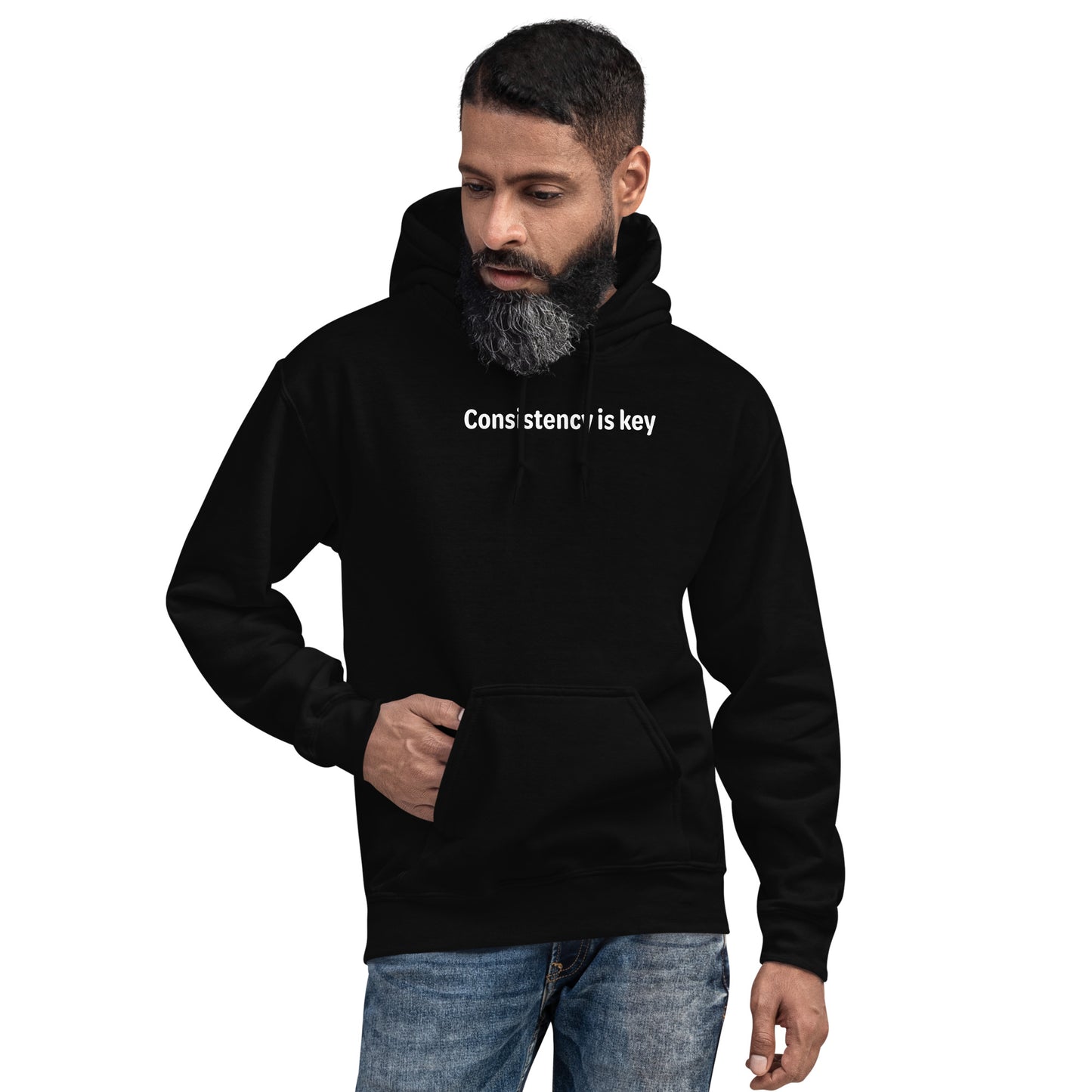 Consistency is key - White Text - Mens Hoodie