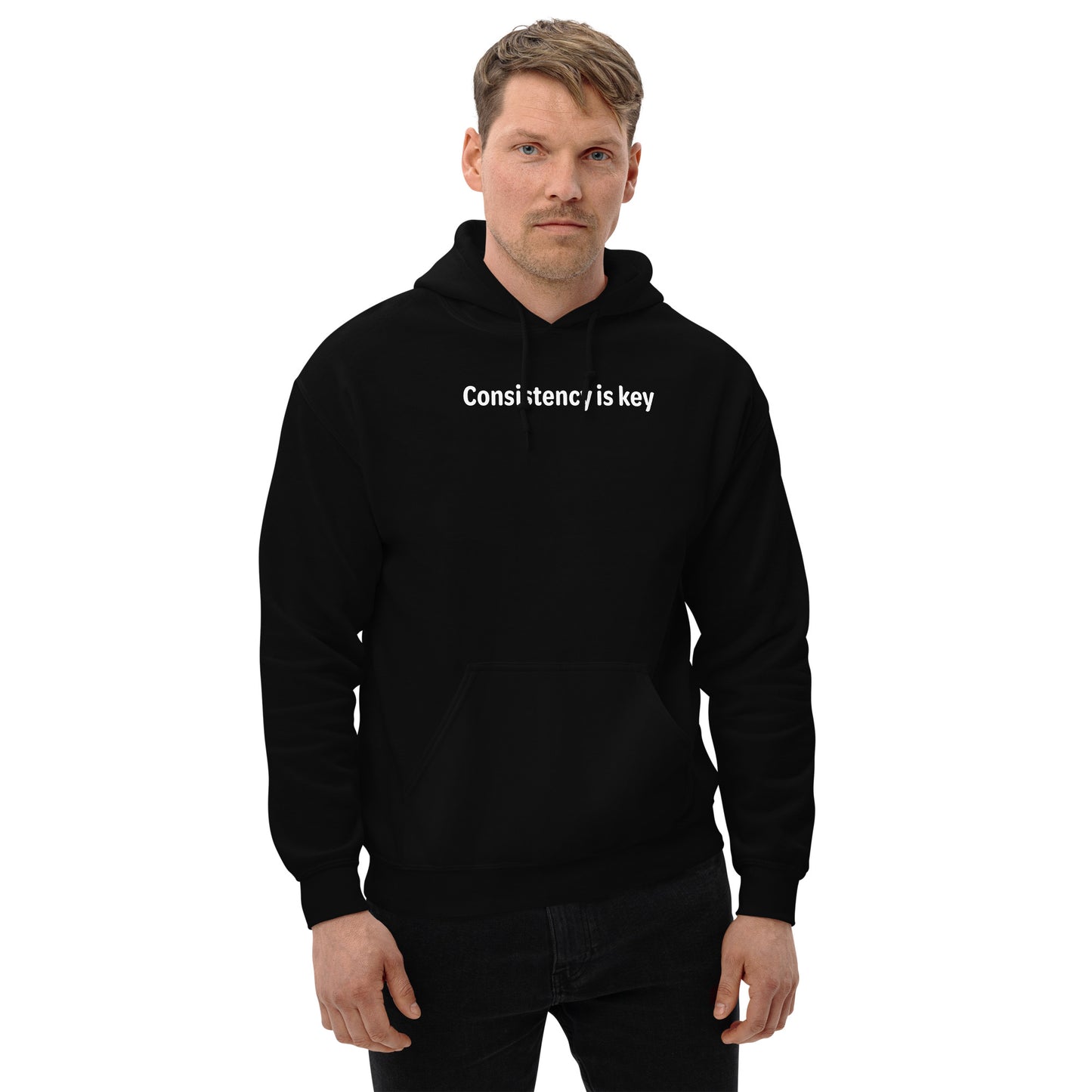 Consistency is key - White Text - Mens Hoodie